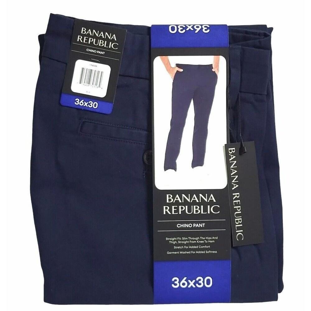 Banana Republic Men’s Cotton Chino Pant 36x30 Blue Slim Straight Fit